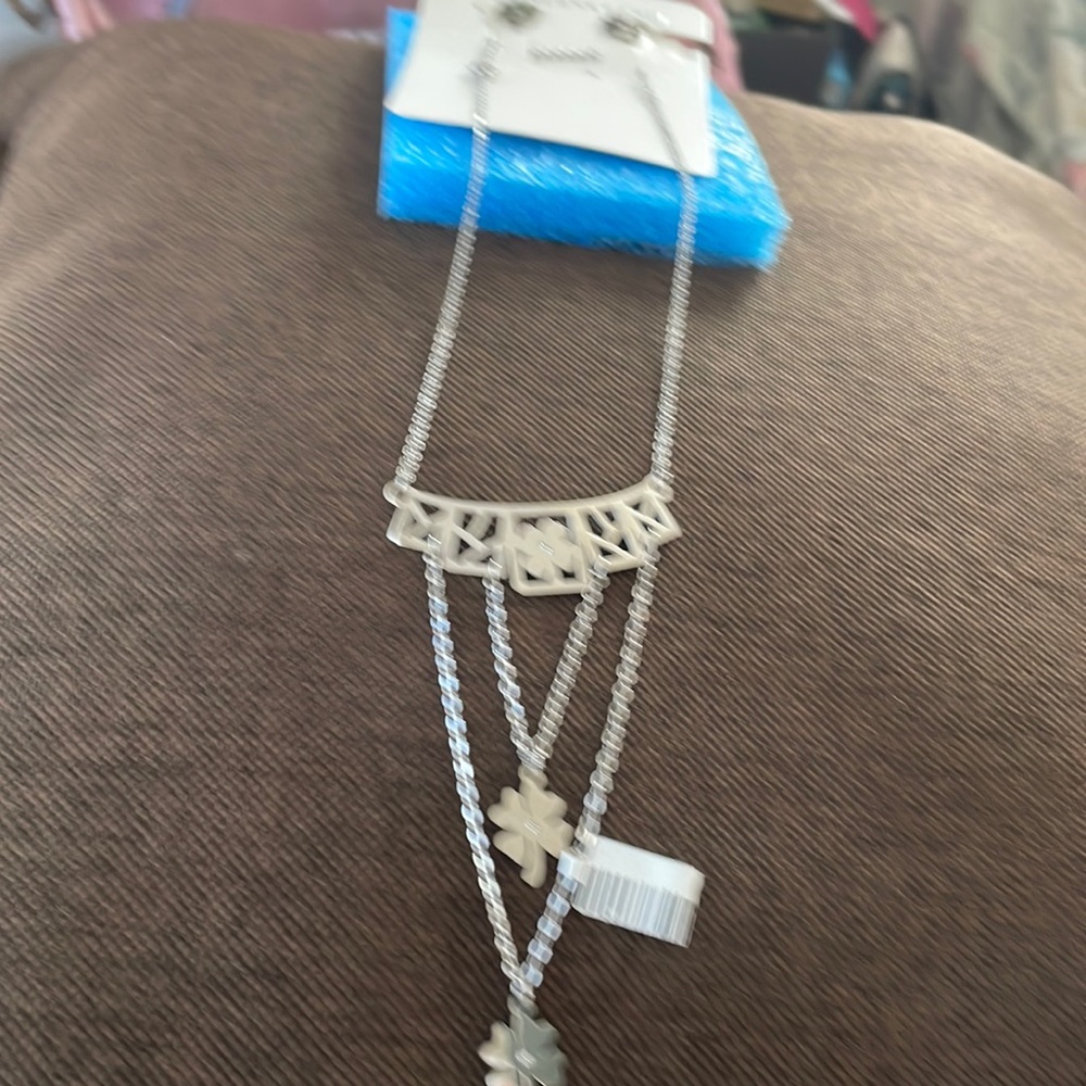 Stainless Steel Women Set of Cloves Necklace & Earrings. nWT